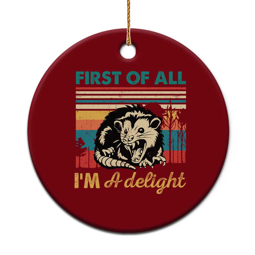 Funny First Of All I Am A Delight Ceramic Ornament Retro Angry Opossum TS11 1pc Red Print Your Wear