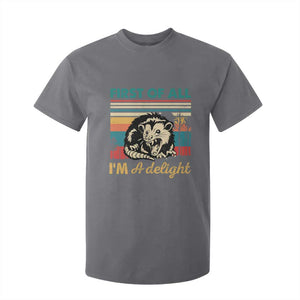 Funny First Of All I Am A Delight T Shirt For Kid Retro Angry Opossum TS11 Charcoal Print Your Wear