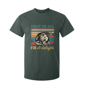 Funny First Of All I Am A Delight T Shirt For Kid Retro Angry Opossum TS11 Dark Forest Green Print Your Wear