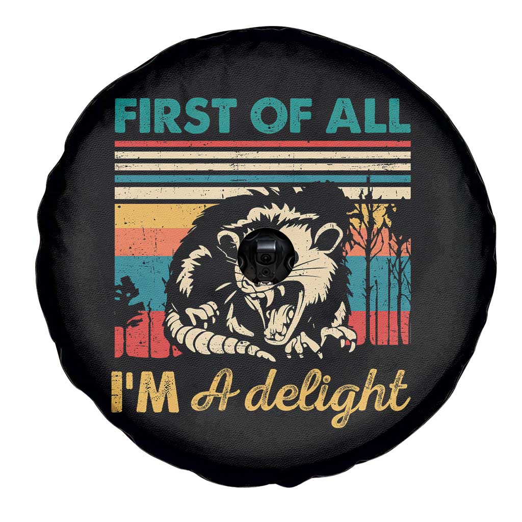Funny First Of All I Am A Delight Spare Tire Cover Retro Angry Opossum TS11 Print Your Wear