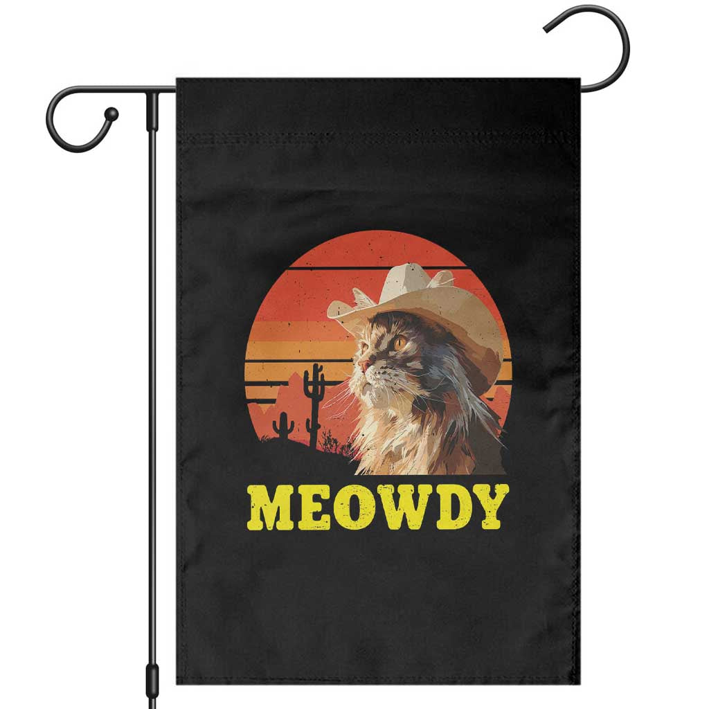 Funny Meowdy Garden Flag Country Music Western Cowboy Cat TS11 Black Print Your Wear