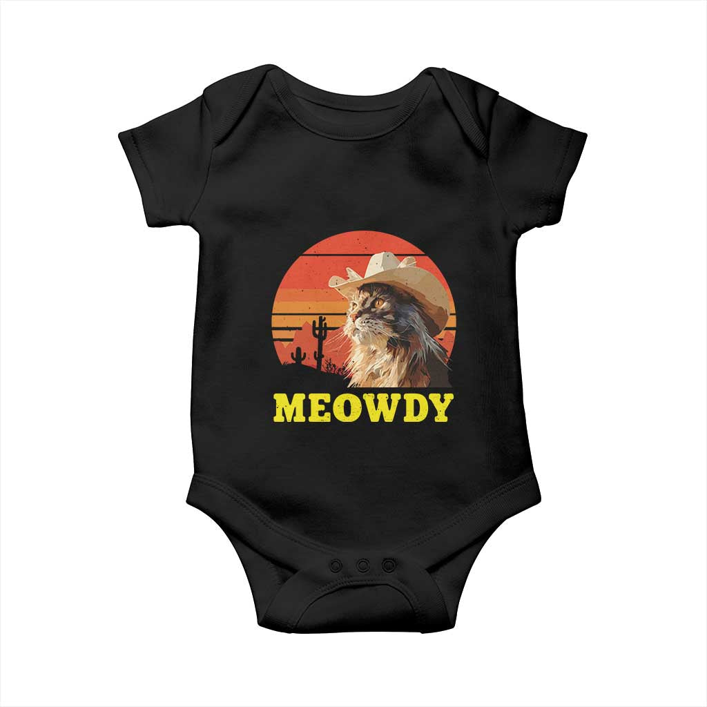 Funny Meowdy Baby Onesie Country Music Western Cowboy Cat TS11 Black Print Your Wear