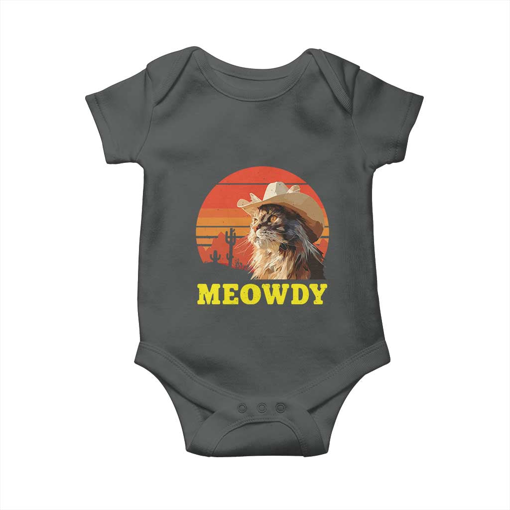 Funny Meowdy Baby Onesie Country Music Western Cowboy Cat TS11 Dark Heather Print Your Wear