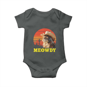 Funny Meowdy Baby Onesie Country Music Western Cowboy Cat TS11 Dark Heather Print Your Wear