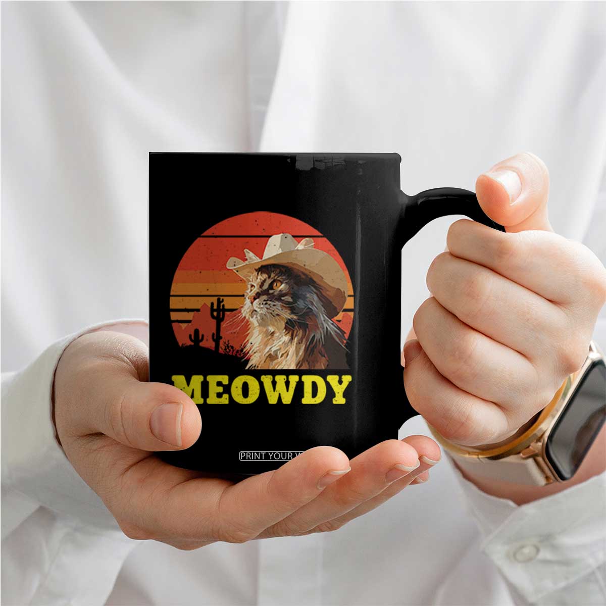 Funny Meowdy Coffee Mug Country Music Western Cowboy Cat TS11 Print Your Wear