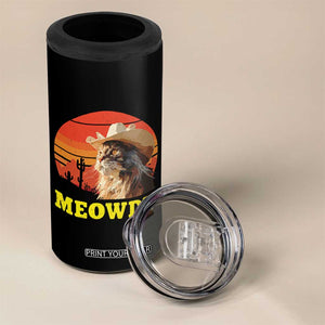Funny Meowdy 4 in 1 Can Cooler Tumbler Country Music Western Cowboy Cat TS11 Print Your Wear