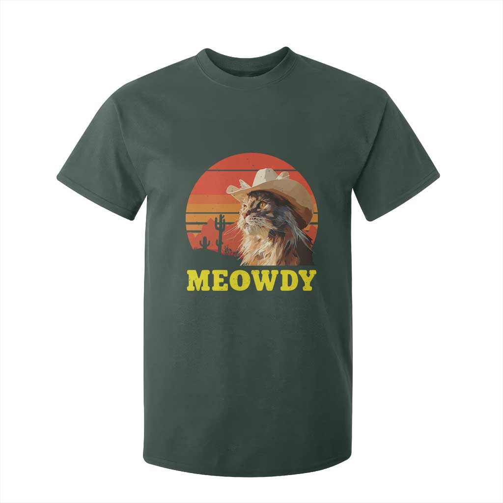 Funny Meowdy T Shirt For Kid Country Music Western Cowboy Cat TS11 Dark Forest Green Print Your Wear