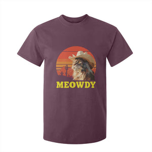 Funny Meowdy T Shirt For Kid Country Music Western Cowboy Cat TS11 Maroon Print Your Wear