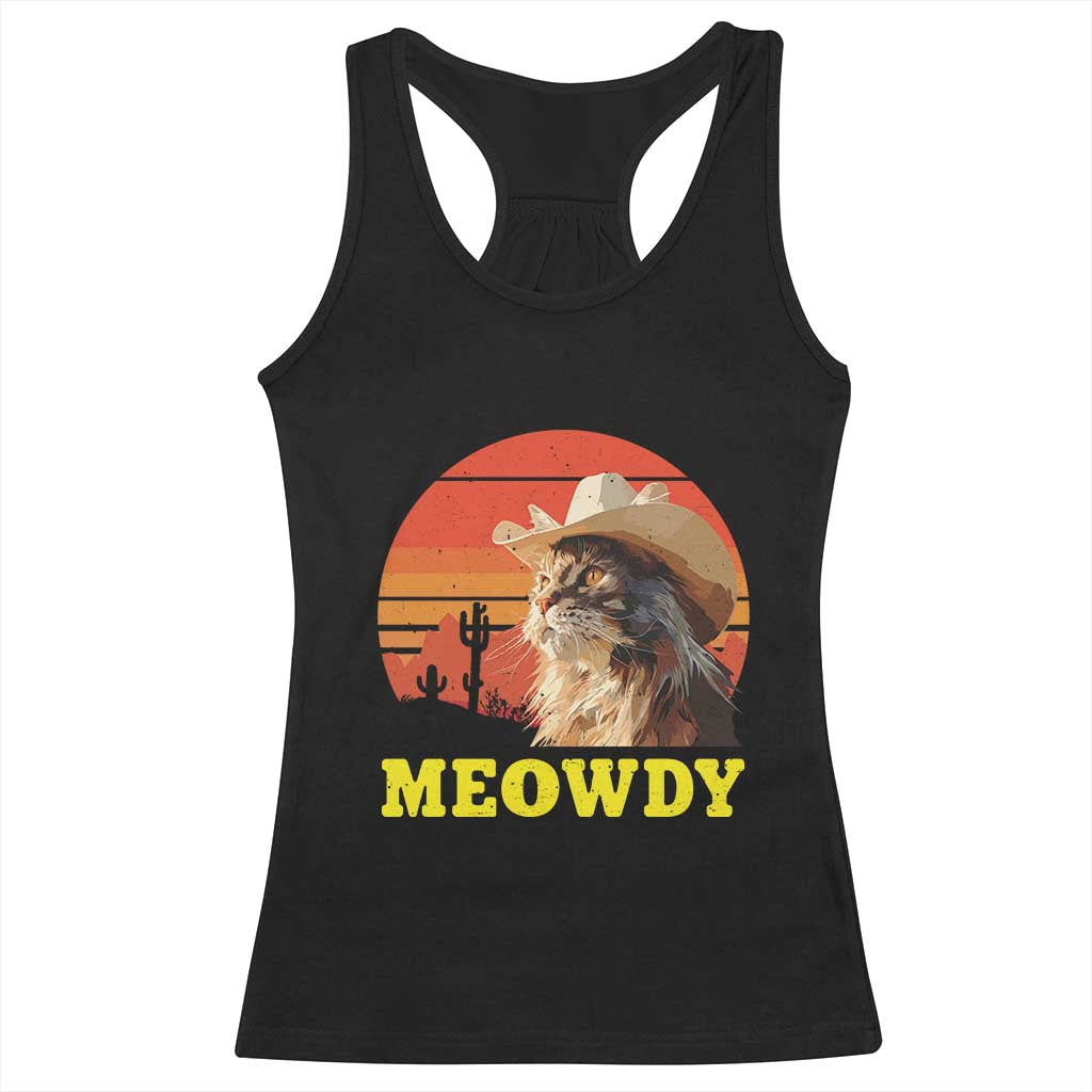 Funny Meowdy Racerback Tank Top Country Music Western Cowboy Cat TS11 Black Print Your Wear
