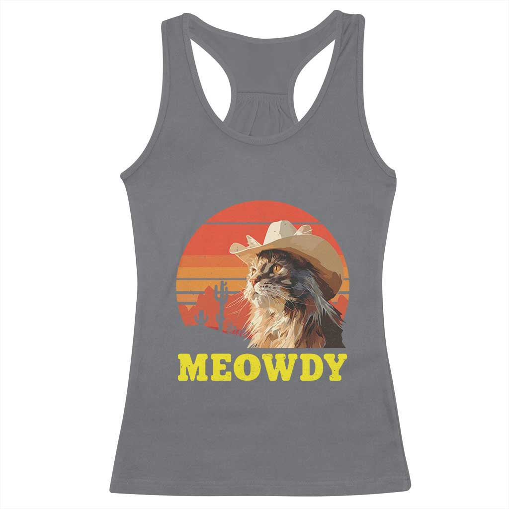 Funny Meowdy Racerback Tank Top Country Music Western Cowboy Cat TS11 Charcoal Print Your Wear