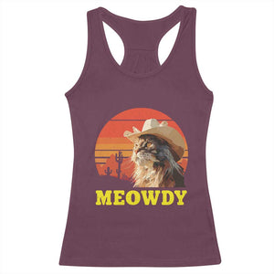 Funny Meowdy Racerback Tank Top Country Music Western Cowboy Cat TS11 Maroon Print Your Wear