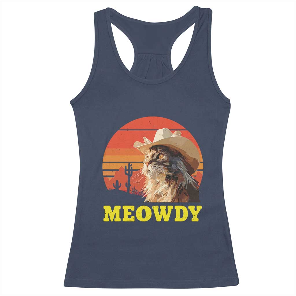 Funny Meowdy Racerback Tank Top Country Music Western Cowboy Cat TS11 Navy Print Your Wear