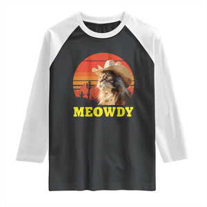 Funny Meowdy Raglan Shirt Country Music Western Cowboy Cat TS11 Black White Print Your Wear