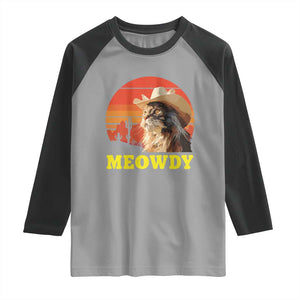 Funny Meowdy Raglan Shirt Country Music Western Cowboy Cat TS11 Sport Gray Black Print Your Wear
