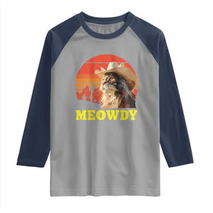 Funny Meowdy Raglan Shirt Country Music Western Cowboy Cat TS11 Sport Gray Navy Print Your Wear