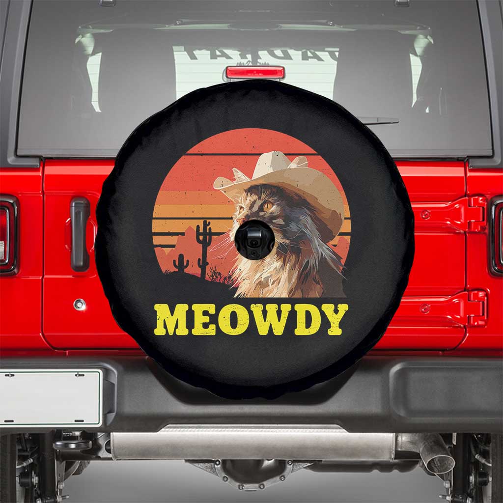 Funny Meowdy Spare Tire Cover Country Music Western Cowboy Cat TS11 Black Print Your Wear