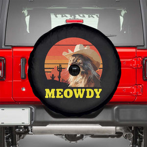 Funny Meowdy Spare Tire Cover Country Music Western Cowboy Cat TS11 Black Print Your Wear
