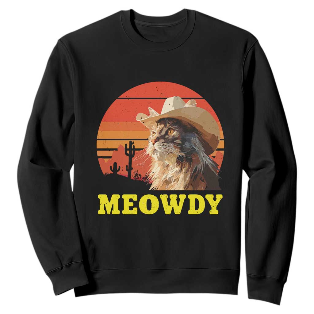 Funny Meowdy Sweatshirt Country Music Western Cowboy Cat TS11 Black Print Your Wear