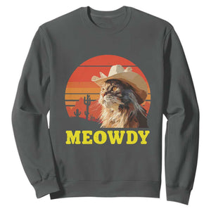 Funny Meowdy Sweatshirt Country Music Western Cowboy Cat TS11 Dark Heather Print Your Wear