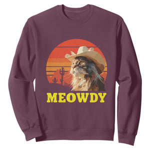 Funny Meowdy Sweatshirt Country Music Western Cowboy Cat TS11 Maroon Print Your Wear