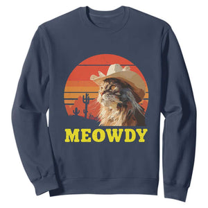 Funny Meowdy Sweatshirt Country Music Western Cowboy Cat TS11 Navy Print Your Wear