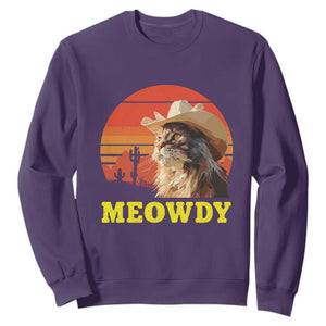 Funny Meowdy Sweatshirt Country Music Western Cowboy Cat TS11 Purple Print Your Wear
