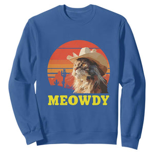 Funny Meowdy Sweatshirt Country Music Western Cowboy Cat TS11 Royal Blue Print Your Wear