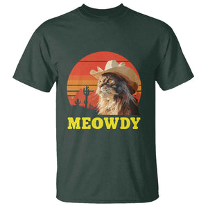 Funny Meowdy T Shirt Country Music Western Cowboy Cat TS11 Dark Forest Green Print Your Wear