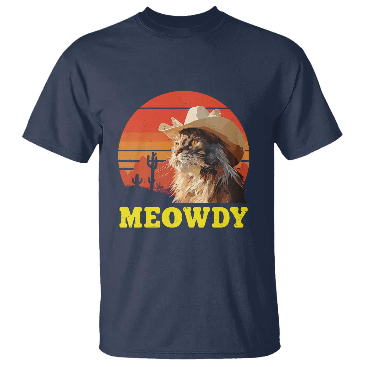 Funny Meowdy T Shirt Country Music Western Cowboy Cat TS11 Navy Print Your Wear