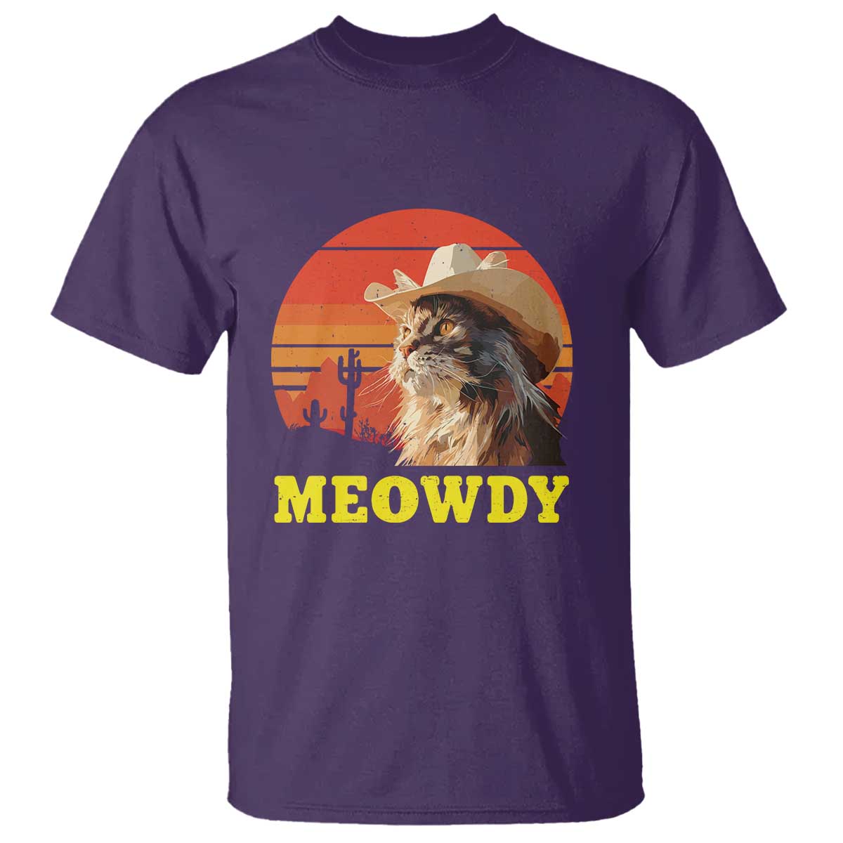 Funny Meowdy T Shirt Country Music Western Cowboy Cat TS11 Purple Print Your Wear