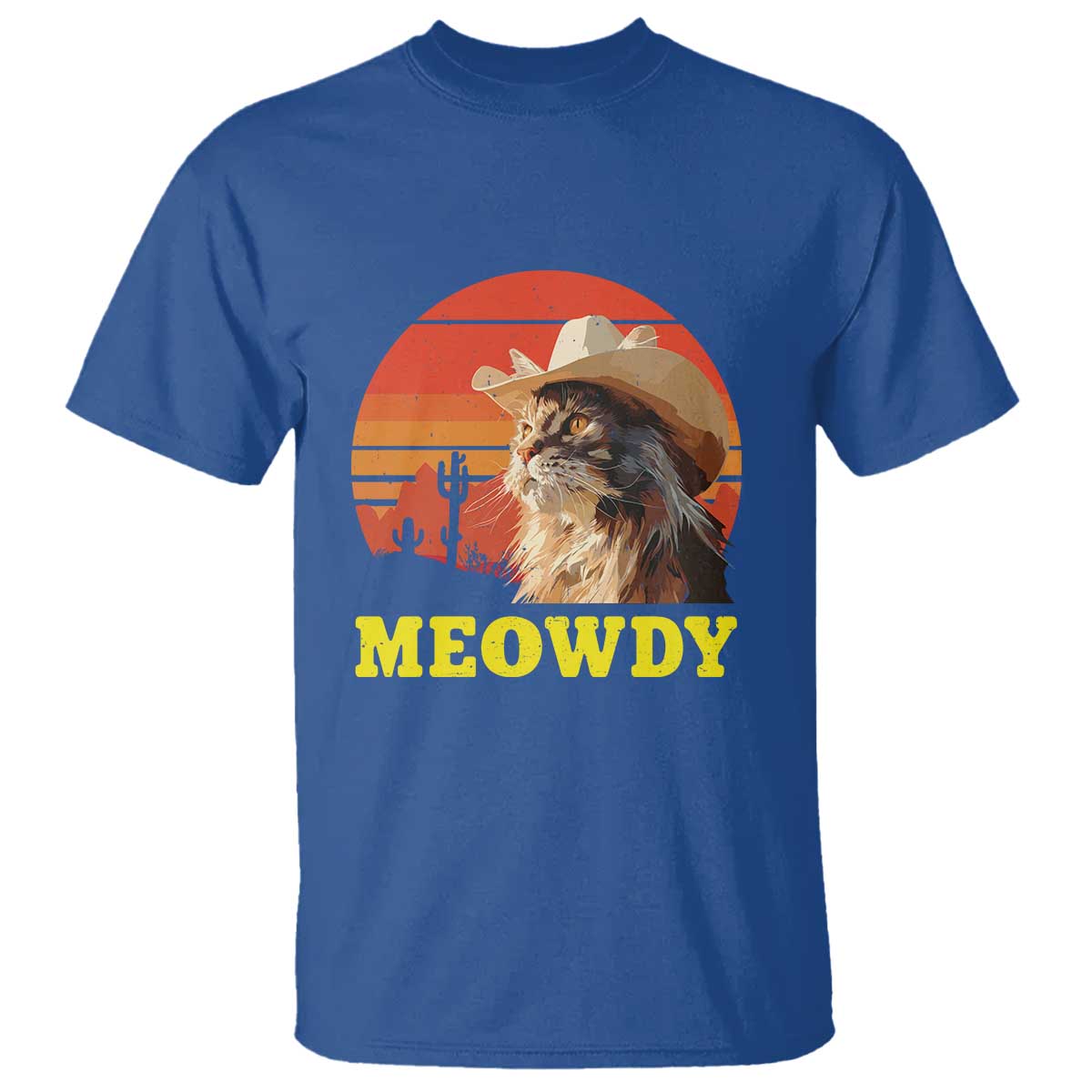 Funny Meowdy T Shirt Country Music Western Cowboy Cat TS11 Royal Blue Print Your Wear