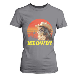Funny Meowdy T Shirt For Women Country Music Western Cowboy Cat TS11 Charcoal Print Your Wear
