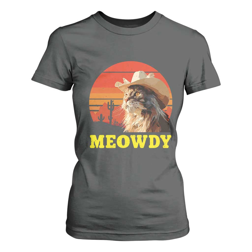 Funny Meowdy T Shirt For Women Country Music Western Cowboy Cat TS11 Dark Heather Print Your Wear