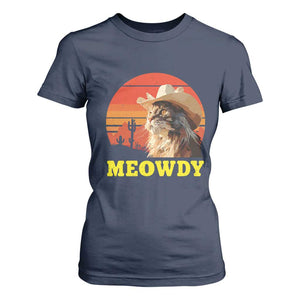 Funny Meowdy T Shirt For Women Country Music Western Cowboy Cat TS11 Navy Print Your Wear