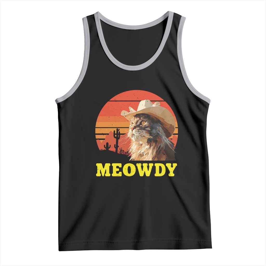 Funny Meowdy Tank Top Country Music Western Cowboy Cat TS11 Black Athletic Heather Print Your Wear