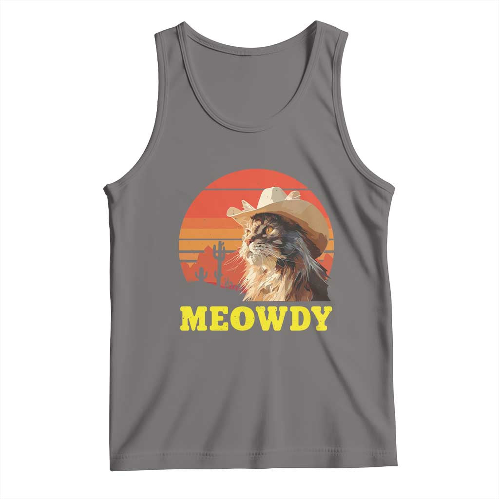 Funny Meowdy Tank Top Country Music Western Cowboy Cat TS11 Deep Heather Print Your Wear