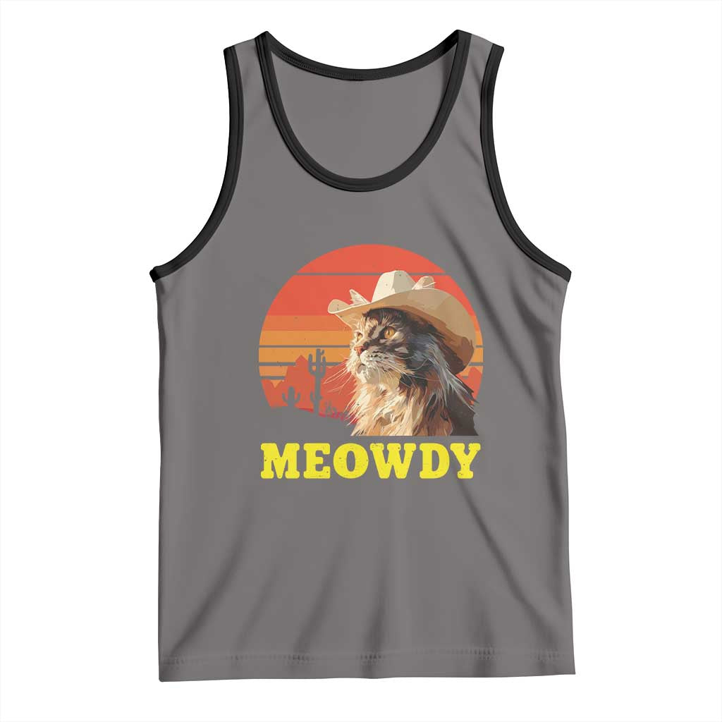 Funny Meowdy Tank Top Country Music Western Cowboy Cat TS11 Deep Heather Black Print Your Wear