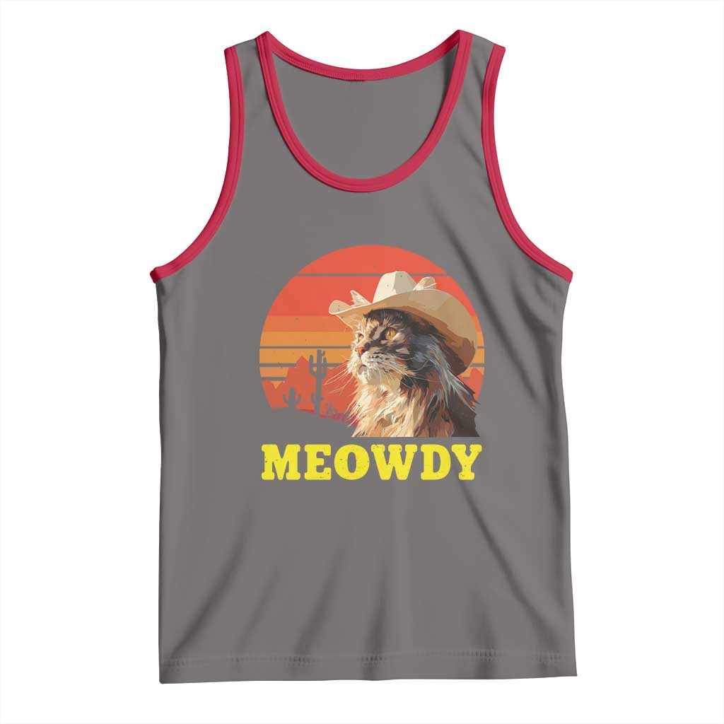 Funny Meowdy Tank Top Country Music Western Cowboy Cat TS11 Deep Heather Red Print Your Wear