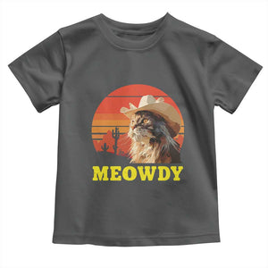 Funny Meowdy Toddler T Shirt Country Music Western Cowboy Cat TS11 Dark Heather Print Your Wear