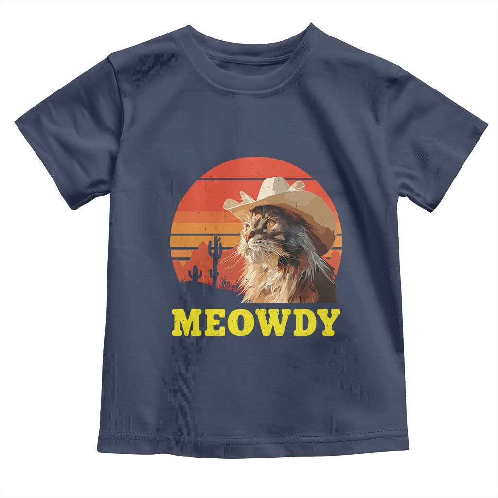 Funny Meowdy Toddler T Shirt Country Music Western Cowboy Cat TS11 Navy Print Your Wear