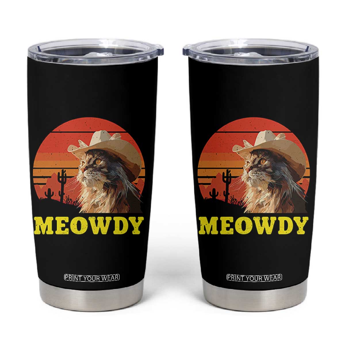 Funny Meowdy Tumbler Cup Country Music Western Cowboy Cat TS11 Black Print Your Wear