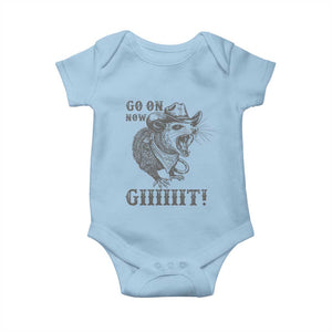 Funny Cowboy Opossum Baby Onesie Go On Now Git Western Country Opossum TS11 Light Blue Print Your Wear