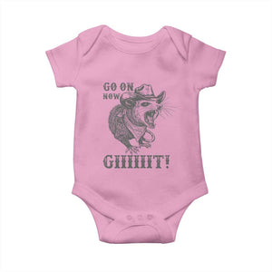 Funny Cowboy Opossum Baby Onesie Go On Now Git Western Country Opossum TS11 Light Pink Print Your Wear