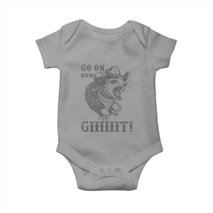 Funny Cowboy Opossum Baby Onesie Go On Now Git Western Country Opossum TS11 Sport Gray Print Your Wear