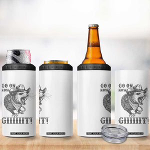 Funny Cowboy Opossum 4 in 1 Can Cooler Tumbler Go On Now Git Western Country Opossum TS11 Print Your Wear
