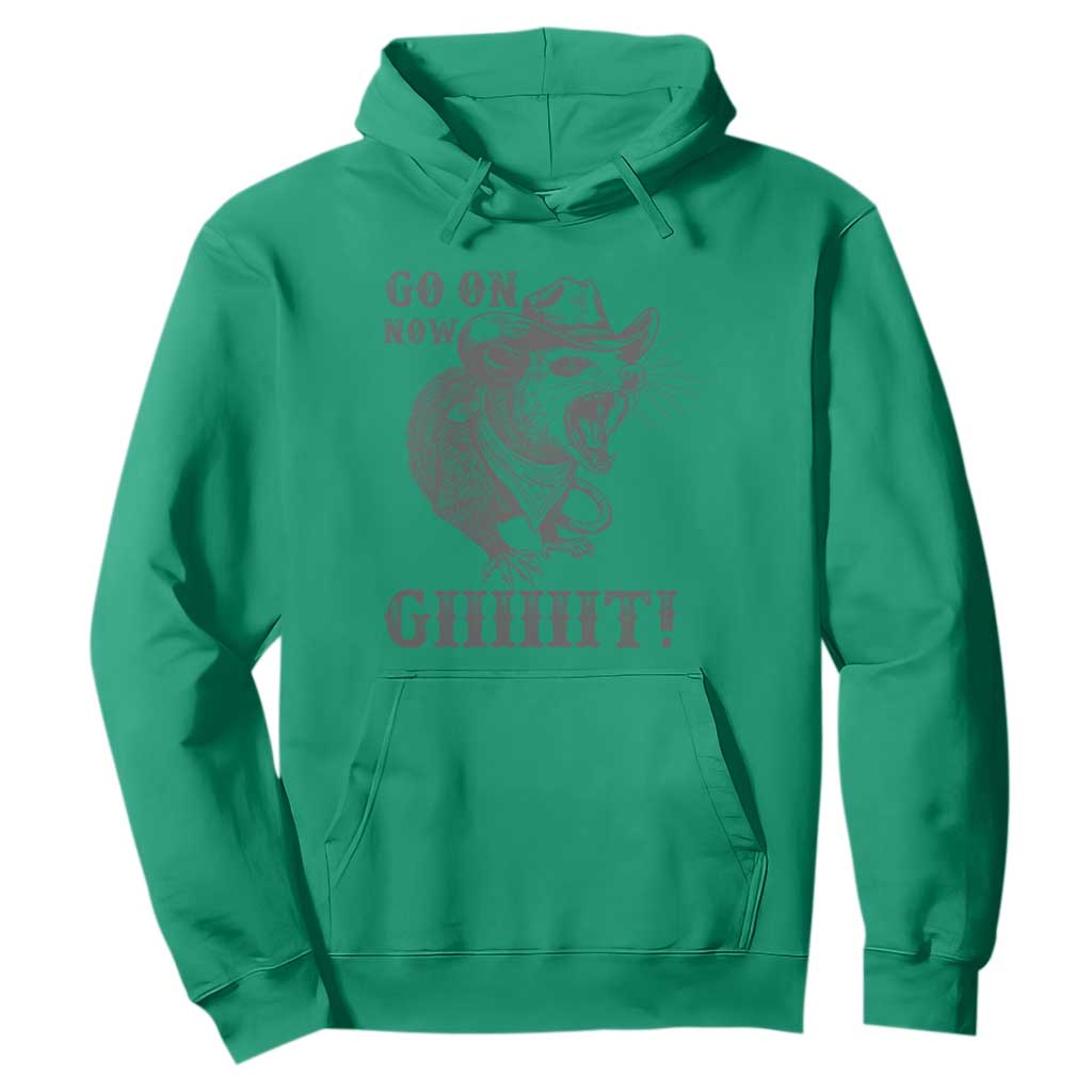 Funny Cowboy Opossum Hoodie Go On Now Git Western Country Opossum TS11 Irish Green Print Your Wear