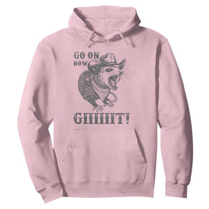 Funny Cowboy Opossum Hoodie Go On Now Git Western Country Opossum TS11 Light Pink Print Your Wear
