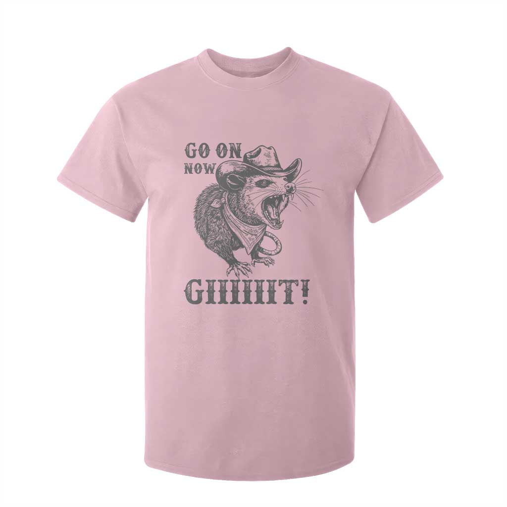 Funny Cowboy Opossum T Shirt For Kid Go On Now Git Western Country Opossum TS11 Light Pink Print Your Wear
