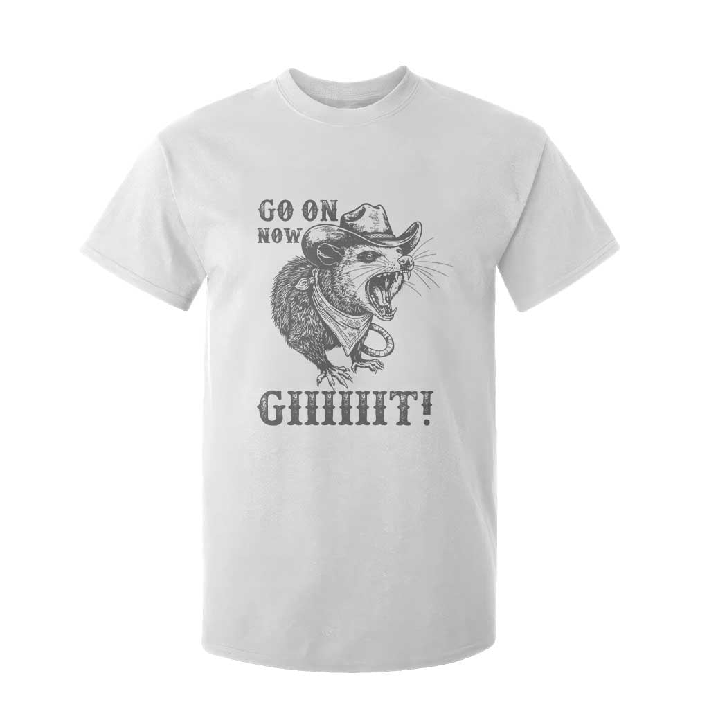Funny Cowboy Opossum T Shirt For Kid Go On Now Git Western Country Opossum TS11 White Print Your Wear
