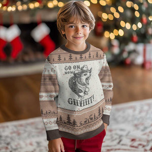 Funny Cowboy Opossum Ugly Christmas Sweater Go On Now Git Western Country Opossum - Print Your Wear
